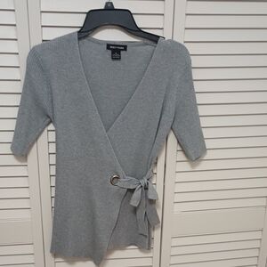 Gray Wrap Blouse